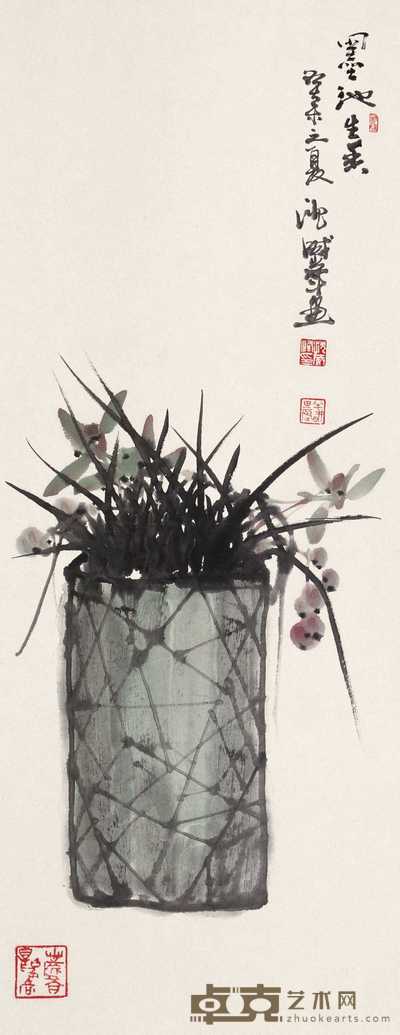 沈威峰 2003年作 墨池生香 立轴 80×31cm